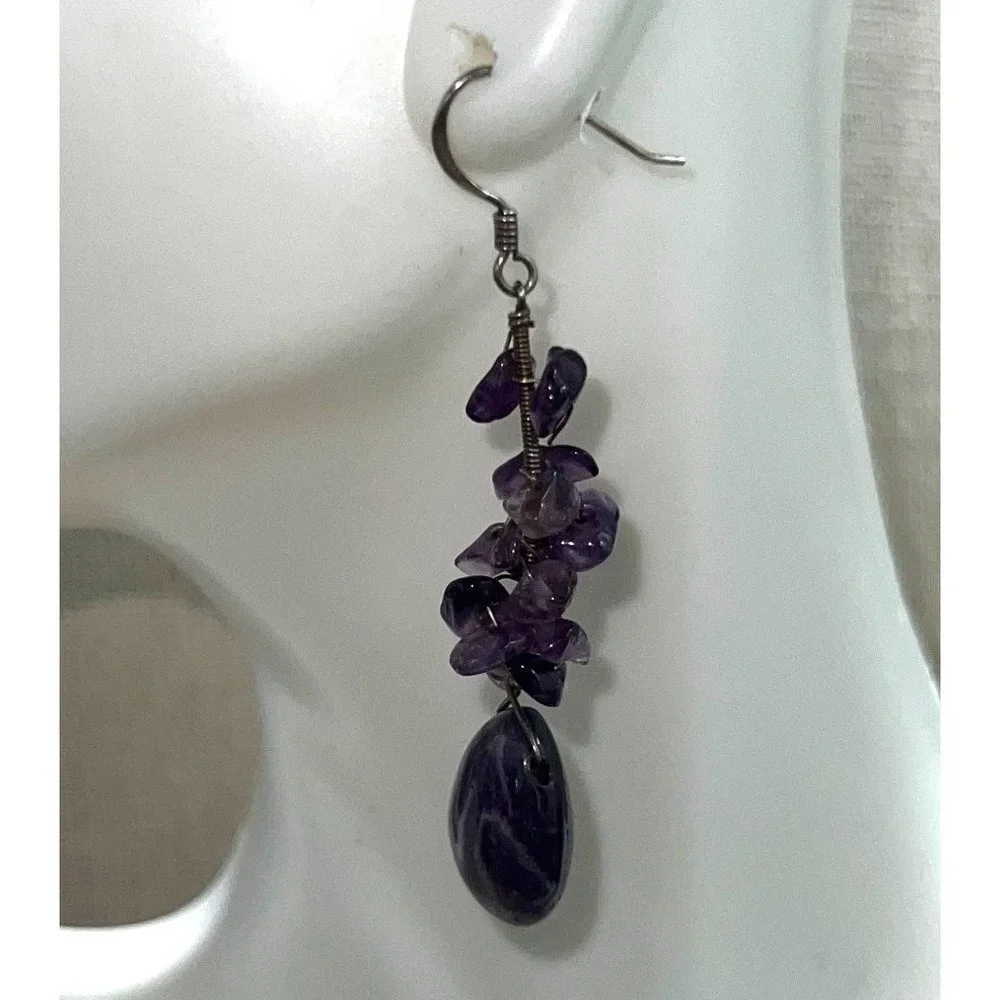 Amethyst Chips Earrings -- 2